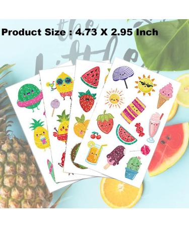 Ooopsiun Summer Glitter Fruit Temporary Tattoos for Kids - 110 Styles Watermelon Strawberry Pineapple Sticker, Ideal for Boys Girls Birthday Party Favors - Buy Online on GoSupps.com