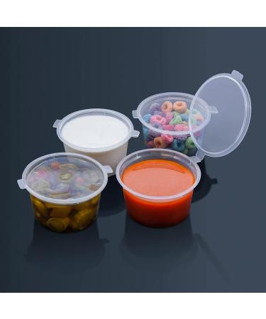Party Essentials 2 oz Clear Plastic Condiment Containers with Attached Airtight Portion Cup - 100 Sets for Sauces, Samples, Slime, Jello Shots, Craft Storage - Buy Online on GoSupps.com