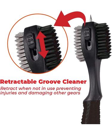 BuddyBirdie Retractable Golf Club Brush - Double Brush, Groove Cleaner, Black - Buy Online on GoSupps.com