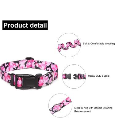 Suredoo Adjustable Dog Collar - Soft Comfort Nylon for Small to Large Dogs - Camo Pink (M: 33-55cm) - Buy Online on GoSupps.com