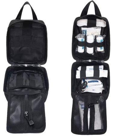 Tactical Molle Pouch First Aid Kit - Waterproof Emergency Survival Medical Bag with US Patch (Black) - Buy Online on GoSupps.com