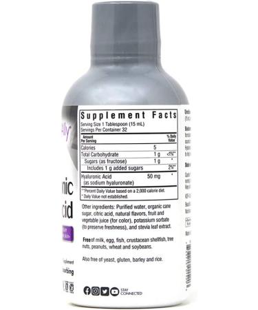 Bluebonnet Nutrition Liquid Hyaluronic Acid - Hair, Skin, Nails Support - Vegan, Non-GMO, Gluten-Free - 16 fl oz, Mixed Berry Flavor - Buy Online on GoSupps.com