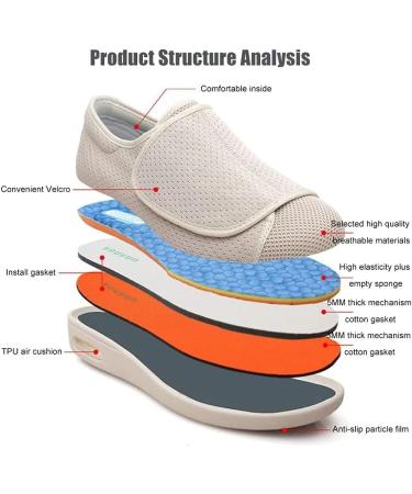 Wide Width WCXTY Closed Slippers for Adults with Edema, Arthritis, Swollen Feet - Orthopedic Fasciitis Therapy Shoes - Adjustable Bandage Design - Beige, Size 12 - Buy Online on GoSupps.com
