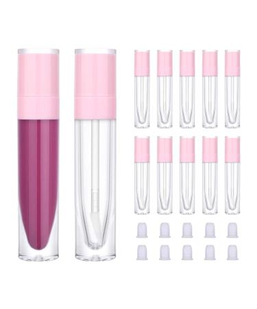 10Pcs Lip Gloss Tubes Containers  CAIYA 8ml Empty Lip Balm Bottles Clear Refillable Lipstick Tubes DIY Cosmetic Containers with Rubber Stoppers for Beauty Makeup Lip Glaze Tube Sample (Pink) 10ml-Pink