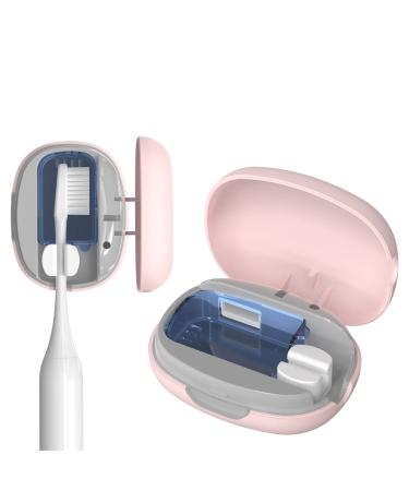 AISHUJIE Toothbrush Case Travel Toothbrush Cleaning case with Cleaning Function Portable Sterilizert Fits Most Types&Sizes Toothbrushes for Home Travel and Camp(Pink)