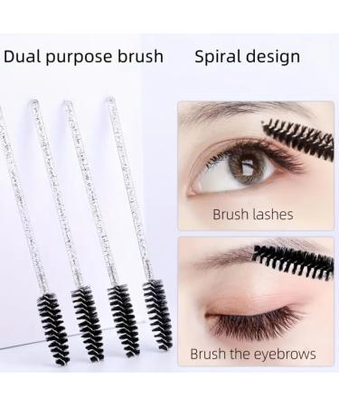 50 Pcs Disposable Mascara Wands Crystal Eyebrow Spoolies Brush for Eyelash Extensions Black Lash Brushes with Container - Buy Online on GoSupps.com