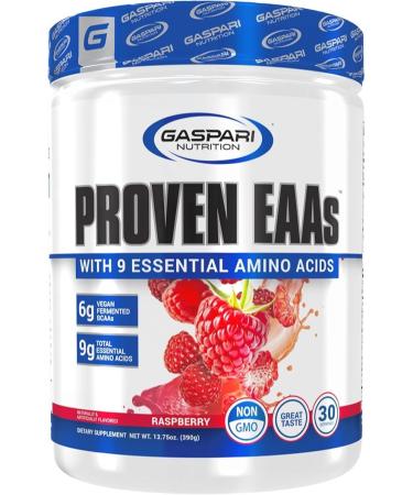 Gaspari Nutrition Proven EAAs, Vegan Fermented EAAs, Enhances Recovery & Replenishes Electrolytes, Non GMO (30 Servings, Raspberry)