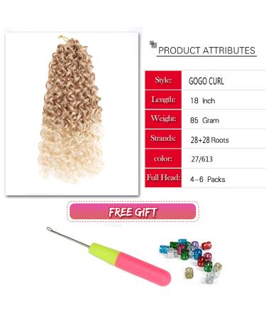 GoGo Curl Crochet Hair 18inch Ombre Deep Wave Synthetic Twist Braid Extensions (6 Packs, 27/613) - Buy Online on GoSupps.com