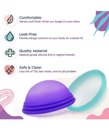 Ecoblossom Menstrual Disc - Set of 2 Reusable Period Discs with Storage Bag - Soft & Flexible Medical-Grade Silicone - Small Size - Pack of 2 - Buy Online on GoSupps.com
