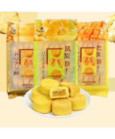 Taiwan Traditional Pineapple Crispy Mango Durian Cakes Fruit Flavored Pastries Instant Bread Instant Dim Sum Biscuits Breakfast Chinese Special Leisure Snack Dessert Gifts (Mixed flavor 2bag) Mixed flavor 2bag