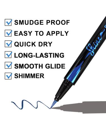 Glitter Sparkle Liquid Eyeliner Pen Set - Royal Blue & Green | Waterproof, Smudge Proof, Long Lasting | Metallic Satin Finish | High Pigmented | 2Pcs - Buy Online on GoSupps.com