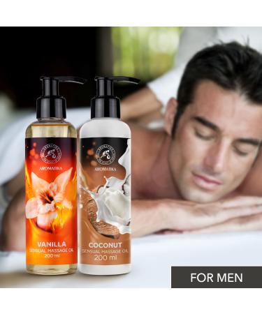 Buy Sensual Vanilla Coconut Massage Oil 2x200ml - Edible Kissable Body Oil with Almond & Grape Seed Oil for Relaxation - Buy Online on GoSupps.com