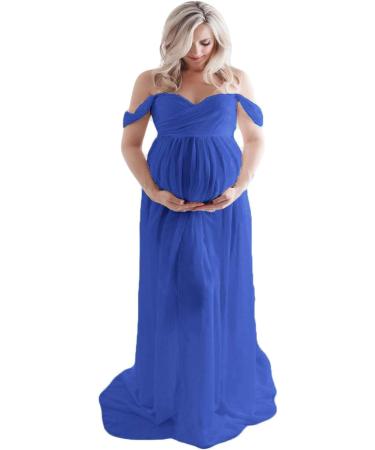 Maternity Photography Props - Elegant Blue Maternity Dress for Women | Wedding Party Photo Shoot - Buy Online on GoSupps.com