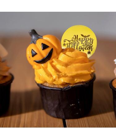 Crethinkaty 10 Pieces Happy Halloween Bat Cupcake Toppers Round Mirror Engraved Acrylic Cake Topper Cupcake Decorations for Halloween Party (Gold) Happy Halloween Bat(Gold) - Buy Online on GoSupps.com