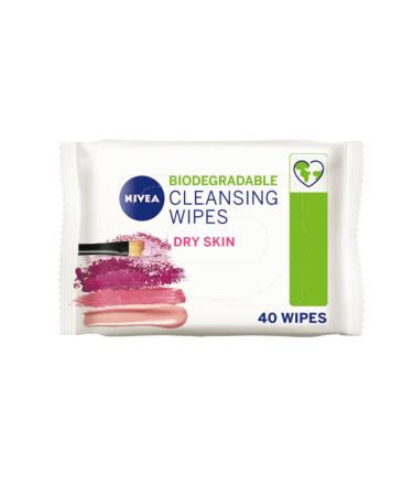 NIVEA Biodegradable Cleansing Wipes Dry Skin (40 sheets) Biodegradable Wipes made from 100% Plant Fibres Make-Up Wipes Face Wipes Makeup Remover 40 Count (Pack of 1) - Buy Online on GoSupps.com