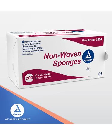 Dynarex Non-Woven Sponge 4x4 Inch - 200 Count (Pack of 1) - Buy Online on GoSupps.com