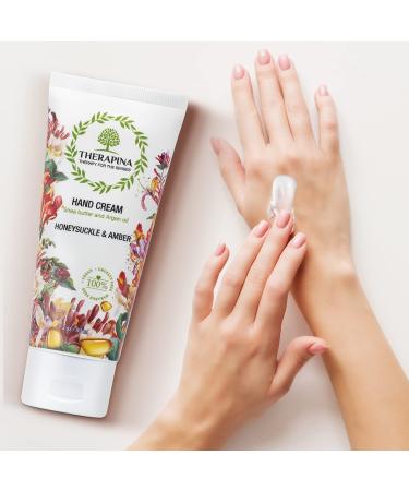 THERAPINA Honeysuckle Amber Hand Cream - Shea Butter Lotion for Dry Hands - 3oz Travel Size - Buy Online on GoSupps.com