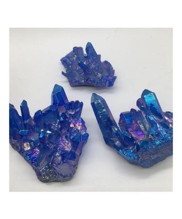 Crystal Crystal Cluster Specimen Blue Angel Aura Flower Natural Electroplating Gemstone Quartz Cluster Draw yuebang Reiki Crystal Stone (Size : 50-100g)
