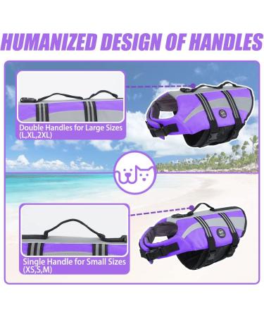 Emust Dog Swimming Vest | Ripstop XXL Large Dog Water Vest with Double Rescue Handles - Perfect for Swimming & Pool Activities - Purple - Buy Online on GoSupps.com