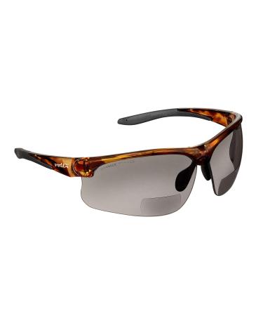 Voltx 'Constructor Ultimate' Bifocal safety glasses with reading aid (gold mirrored blue mirrored & smoking glass glass glasses)-bifocal bike/sports glasses Premium-UV400 +2.0 Dioptry Schild pate frame smoke glass-colored glasses