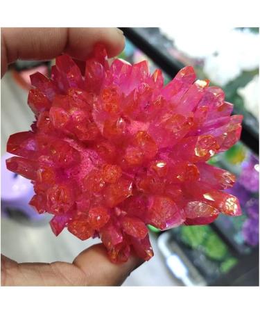 Natural Crystal Rough Crystal 300-400g Red Electroplated Natural Crystal Cluster Raw Rock Quartz Flowers Aura Stones Gift Modern House Decor - Buy Online on GoSupps.com