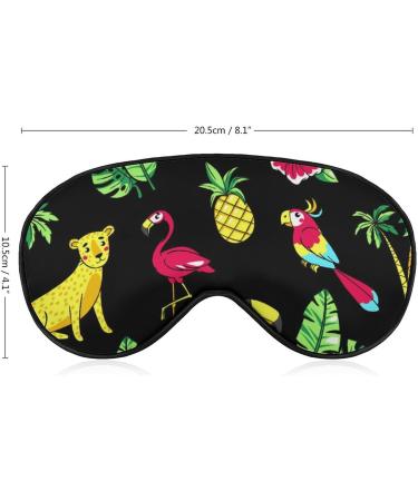 Tropic Palm Tree and Animal Sleep Mask Eye Cover for Sleeping Blindfold with Adjustable Strap Blocks Light Night Travel Nap for Men Women - Buy Online on GoSupps.com