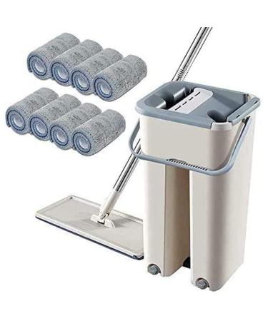 Pyatofly Floor Telescopic Handle -Cleaning Flat Mop with Microfibre Pads and Cleaning Bucket