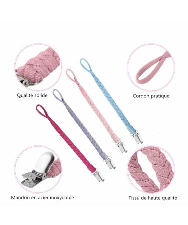 Shop LATRAT 4-Piece Cotton Pacifier Chain Set | Durable Fabric Attachments for Babies | Stylish Bibs & Triangular Design - Buy Online on GoSupps.com