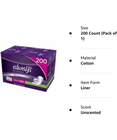Always Xtra Protection Pantiliners - 200 Count - Pack of 1 - Buy Online on GoSupps.com