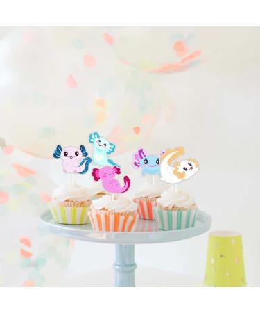 Kids' Kawaii Cartoon Axolotl Cupcake Toppers Set of 18 Pieces - This is a cute item to use as reptile-themed party baby shower party and newt-themed birthday party decorations for boys and girls - Buy Online on GoSupps.com
