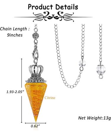 JOVIVI Citrine Crystal Pendulum for Divination and Healing - Quartz Stone Pendant for Reiki, Meditation and Witchcraft - Buy Online on GoSupps.com