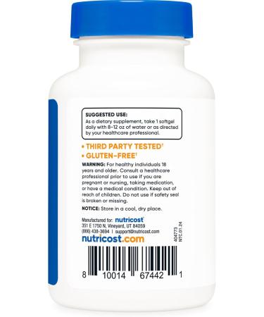 Nutricost Vitamin D3 1000 iu Softgels 240 Softgels - Non-GMO & Gluten Free - Buy Online on GoSupps.com