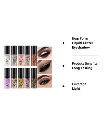 10Pcs Waterproof Glitter Eyeliner Liquid Eyeshadow Sticks Kit - Longwearing Professional Makeup for Eyes - 10 Colorful Shades - Buy Online on GoSupps.com
