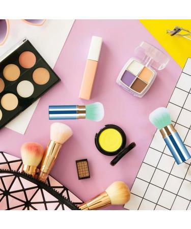 Retractable Telescopic Face Kabuki Brush - Blue | Portable Travel Makeup Brush for Powder, Foundation, Blush - Round Design - Buy Online on GoSupps.com
