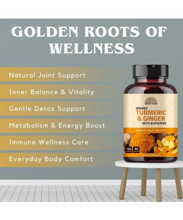 Turmeric Ginger with Black Pepper & Ginger 1000 mg 120 Capsules | Turmeric and Ginger Supplement with 95% Curcuminoids | Extra Strength Supplement| Joint Support Supplement | Non-GMO - 120 Capsules - Buy Online on GoSupps.com