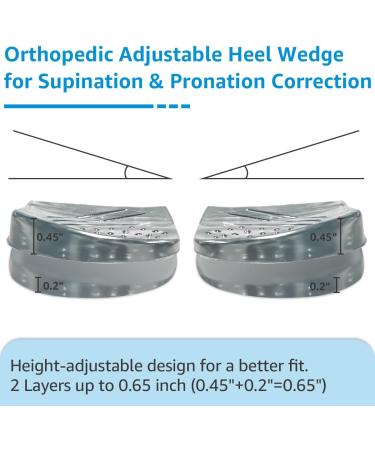JL-Group Adjustable Heel Wedge Inserts for Over Pronation & Supination - 2 Layers Medial & Lateral Heel Insoles for Foot Alignment - Size L (Women 8-11 Men 7.5-12) - Transparent Black - Buy Online on GoSupps.com