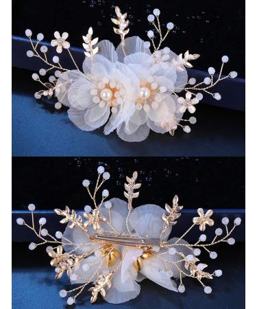 Elegant Flower Girl Hair Accessory - White Pearl Floral Hair Pin for Weddings & Parties - Buy Online on GoSupps.com
