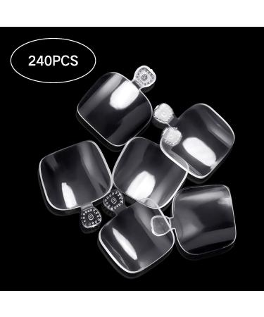 Ranrose 240PC Clear Full Cover Acrylic Toenail Tips - False Toe Nails Set with Box for Foot Manicure Decoration - Buy Online on GoSupps.com