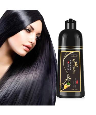 Herbal Hair Color Shampoo-Instant Hair Dye Shampoo-3-In-1 Hair Color for Gray Hair Coverage-Natural Women&Men Hair Coloring in Minutes (Black)