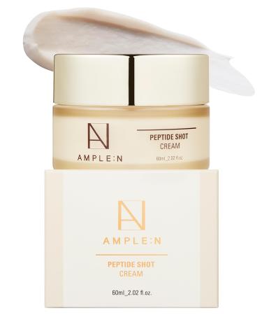 AMPLE:N Peptide Shot Cream - Korean Face Moisturizer with 6 Peptides & Gold Extract for Skin Elasticity & Deep Hydration Nourishing Anti-Aging Daily Face Cream for Dry Mature Skin 2.02 oz
