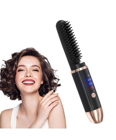 Cordless Ionic Hair Straightener Brush Straightening Comb Compact bristles Mini Travel Straightening Brush Dual Voltage | Women's Hot Brush Straightener | Thick Curl Flat Comb | Wireless