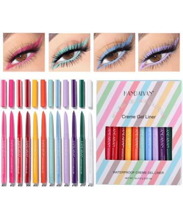 Colourful Eyeliners Matte Eyeliner Pencil Long Lasting Waterproof Makeup Cosmetics 12PCS - Buy Online on GoSupps.com