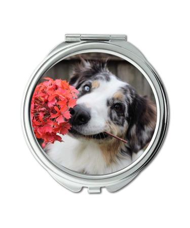 YENDOSTEEN Mirror Compact Mirror Flowers Dog Shepherd Puppy Spring Park Summer pocket mirror portable mirror