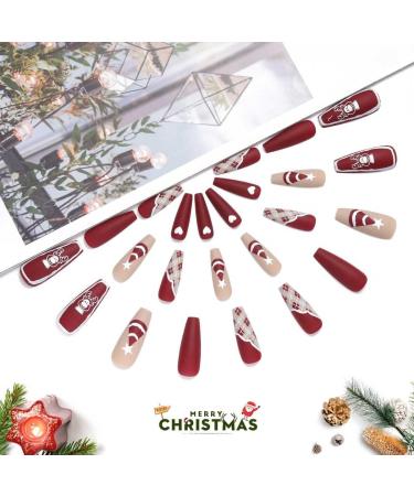 Vatocu Christmas False Nails - Long Snowflakes Glitter Press on Nails for Women and Girls (24pcs) - Buy Online on GoSupps.com
