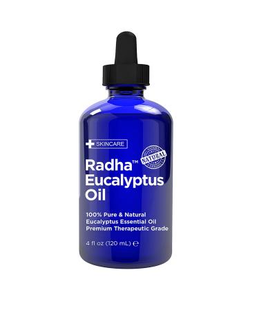 Radha Beauty Eucalyptus Essential Oil 4 oz - 100% Pure & Therapeutic Grade, Steam Distilled for Aromatherapy, Relaxation, Shower, Sauna, Bath, Steam Room and other DIY Projects.