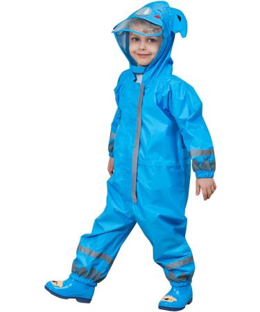 De feuilles Kids Button Rain Suit | Waterproof Hooded Raincoat Jumpsuit 7-9 Years Blue - Buy Online on GoSupps.com