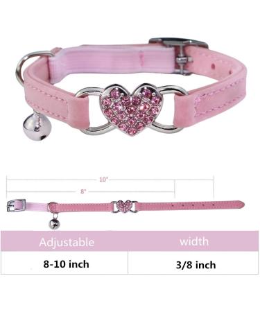 WDPAWS Heart Bling Pink Cat Collar - Adjustable Safety Belt and Bell - Ideal for Kitten Cats 8-11 inches - Buy Online on GoSupps.com
