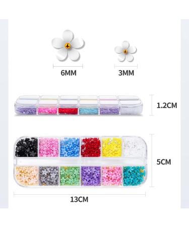 3D Flower Nail Charms - 12 Colors Acrylic Rhinestones with Pearl Caviar Beads - DIY Nail Art Decoration - Buy Online on GoSupps.com
