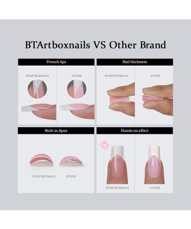 BTArtbox XCOATTIPS Gel Nail Kit - Short Square French Tip Press On Nails with Pink Soft Gel Tips Dual Protection & Nail Lamp - Buy Internationally - Buy Online on GoSupps.com