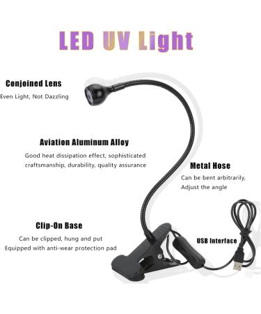 ASHATA UV Lamp 3W 5V 395nm with Gooseneck and Clamp - Multi USB Ultraviolet Light for Nail Curing, Phone Repair, Resin Curing & More - Buy Online on GoSupps.com